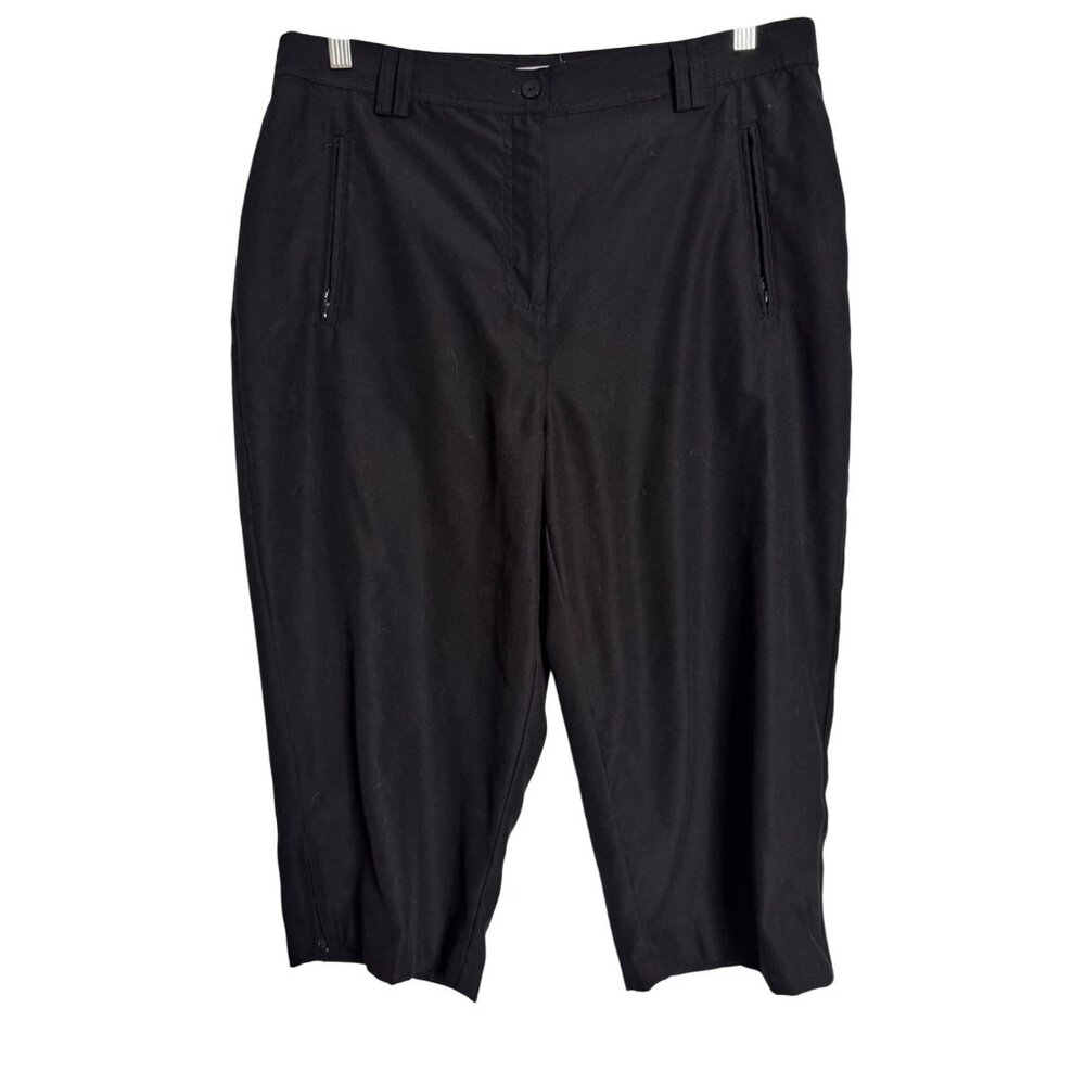 Christopher Bank Cropped Black Pants Size 12 Zipper Pockets Polyester NWT